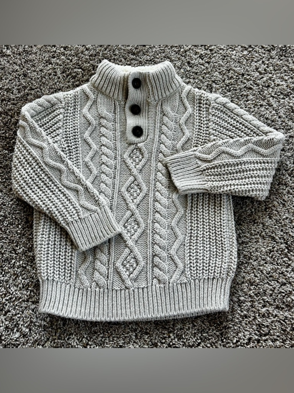 Baby Gap Chunky Cable Knit Pullover Sweater - Cream with Sherpa collar